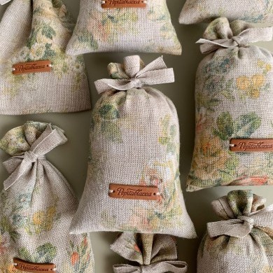 Bolsa Lavanda Lino Estampado Verde