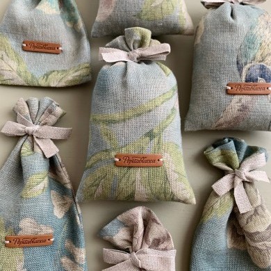 Bolsa Lavanda Lino Estampado Azul