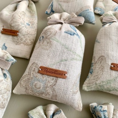 Bolsa Lavanda Lino Estampado Azul claro