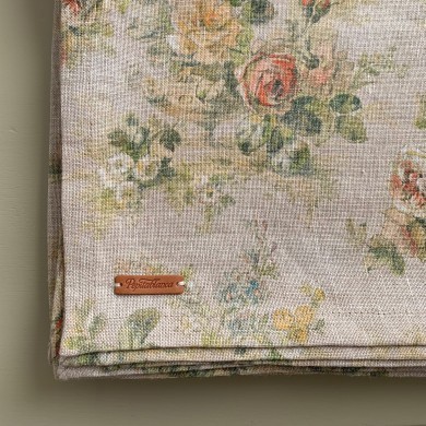 Mantel de Lino Estampado Verde para Mesa Rectangular y Ovalada