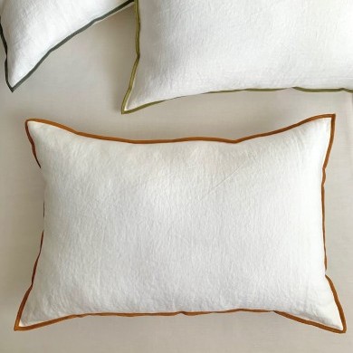 Funda de Cojín Morar Marfil - Naranja 40x60 de Lino