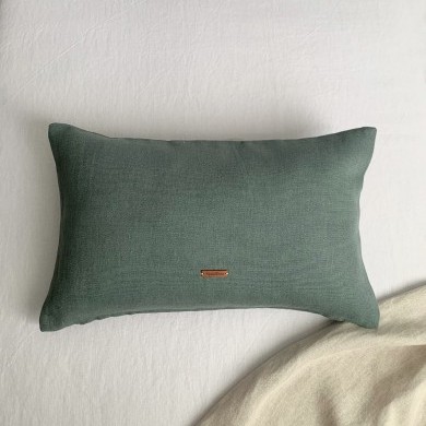 Funda de Cojín Castle Azul verdoso 30x50 de Lino