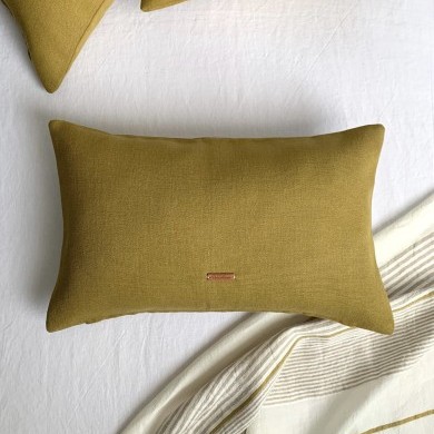 Funda de Cojín Castle Verde ocre 30x50 de Lino