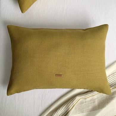 Funda de Cojín Castle Verde ocre 40x60 de Lino
